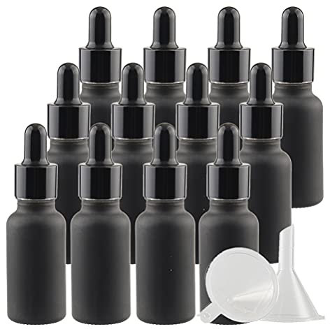 TIANZD 24 Pièces 20ml Flacons en Verre Noir Mat avec Pipettes, 20 ml Bouteilles Compte-gouttes en Verre Vides avec Bouchon à Vis Noir Pour Les Huiles Essentielles Aromathérapie