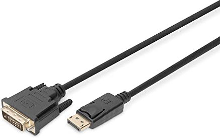 DIGITUS DisplayPort Adapterkabel - DP - DVI-D (24+1) - Full-HD 1080p/60Hz - Displayport 1.1a - 3.0m - mit Verriegelung - geeignet für Monitore, Grafikkarten - schwarz