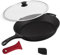 cuisinel 15 Cast Iron Skillet + Glass Lid Cover + Pan Scraper + Heat-Resistant Silicone Handle Grip - Pre-Seasoned Oven-Safe Kitchen Cookware - Indoor/Outdoor - Camping, Grilling, BBQ, Oven Safe
