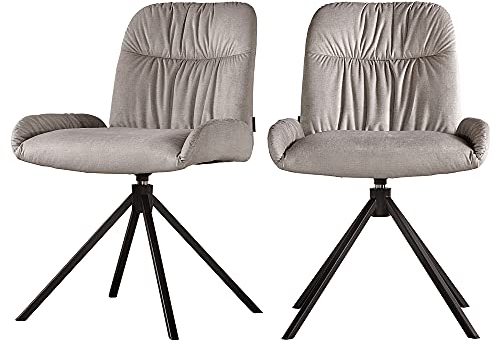 Selsey Simdes - Drehstuhl/Polsterstuhl 2-er Set mit pflegeleichtem Bezug und Vierbeingestell aus Metall (Hellbraun)