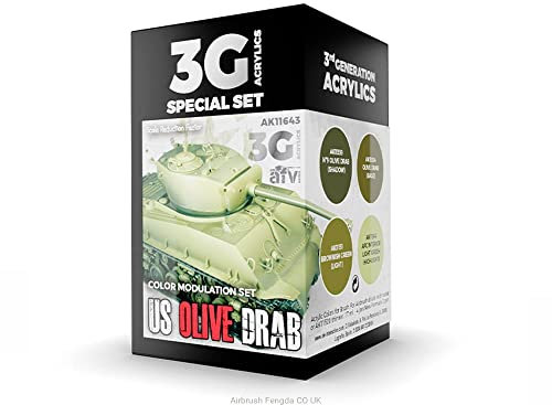 AK Acrylics 3Gen AVF Set AK11643 Modulation US Olive DRAB 3G (4x17ml)
