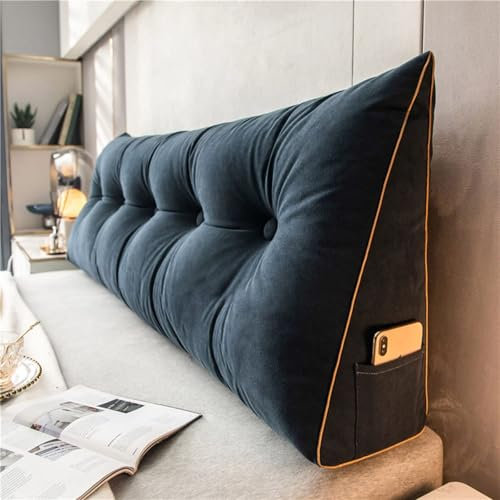 DMJLI-T Kopfende Großes Rückenkissen Lesekissen für Bett und Sofa, Keilkissen mit Waschbarem Bezug Bett Rückenlehne Großes Dreieckiges für Sofa Bettkopfteil,150×50×20cm-Blu