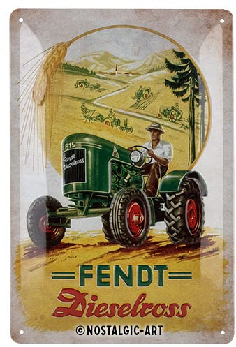 Nostalgic-Art Retro Blechschild, 20 x 30 cm, Fendt – Dieselross – Geschenk-Idee für Traktor-Fans, Original Lizenzprodukt (OLP), aus Metall, Vintage Design, Blechschilder Sprüche