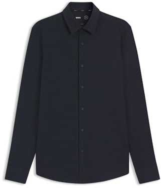BOSS Mens P-HANK-s-kent-C1-222 Performance-Stretch Slim-fit Shirt in Cotton-Blend Jersey