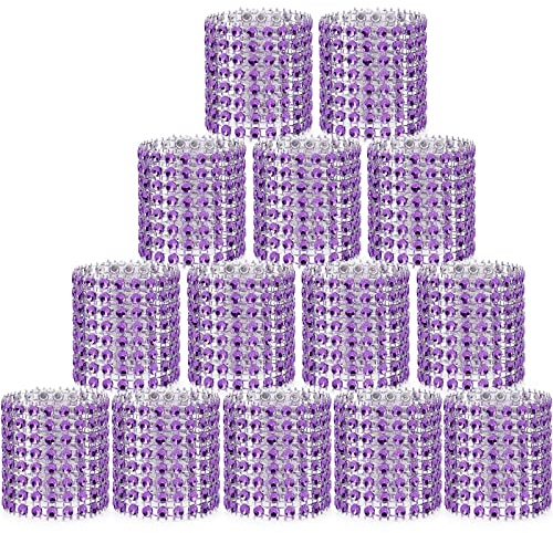 Wotoban Serviettenringe-Halter-Set, 150 Stück, Kristalldiamant-Bling-Serviettenringe für Hochzeitsempfang, Abendessen, Gedecke, Urlaubspartys oder DIY-Dekoration (150, lila)
