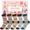 Airabc 5 Paar Thermosocken Damen, Wollsocken, Warme Wintersocken Damen, Dicke Stricksocken, Winter Damen Socken Bunte Gemütlich und Atmungsaktiv/EU-Größe 35-42