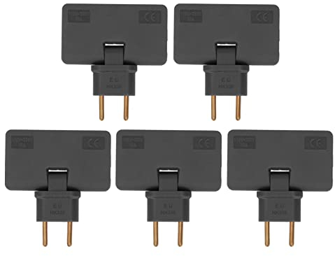 Convertidor de Enchufe Europeo de 5 Uds. Adaptador de Enchufe Inalámbrico Giratorio de 180 Grados 3 Conectores Adaptador de Enchufe Europeo Enchufe de Alimentación de Viaje de 110 a 250V(Negro)
