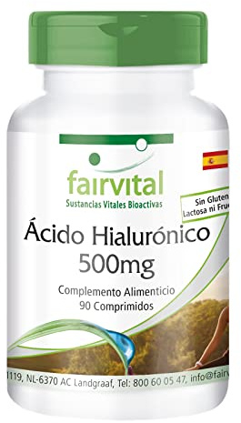 fairvital Hyaluronsäure 500 mg, 90 Tabletten mit Zink für Haut, Haare und Knochen, hochdosiert, vegan, Made in Germany