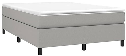 vidaXL Bettgestell, Polsterbett Bett für Schlafzimmer, Bettrahmen mit Lattenrost, Schlafzimmerbett Doppelbett, Hellgrau 140x190cm Stoff
