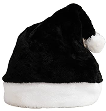 Haveratio Weihnachtsmütze aus weichem Samt, bequemer Hut, traditionelle, mehrfarbige Plüsch-Weihnachtsmütze für Erwachsene, Kinder, Neujahrsgeschenke, Schwarz