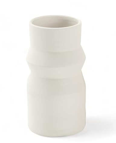 LIVLIG Handgefertigte Vase weiß, Trockenblumenvase, Keramikvase, Dekovase, Tischdeko, Bodenvase, Höhe: 20cm