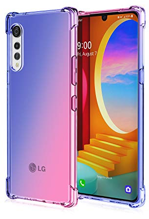 Niaoszhex Hülle für LG Velvet 5G/4G, TPU-Silikonhülle, Anti-Fall-Softshell, Vier-Ecken-Airbag,Anti-Drop staubdicht Stoßfest Hülle (Blau Rosa)