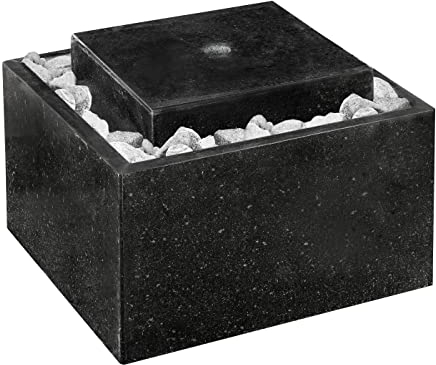 Dehner Gartenbrunnen Quadro mit LED-Beleuchtung, warmweiß, 35 x 50 x 50 cm, Granit, anthrazit