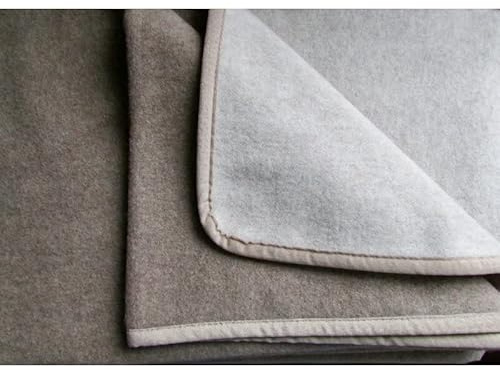 Alpenwolle Babydecke Kaschmirplaid kleine Wolldecke mit Band - 20% Kaschmirwolle, 80% Merinowolle - Verschiedene Größen (beige/Mocca, 50x100cm)