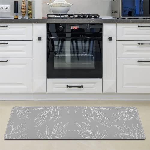 Paco Home Küchenteppich Küchenmatte Küchenläufer PVC rutschfest Teppich Läufer Für Küche Fußmatte Verschiedene Muster, Farbe:Grau 1, Größe:45x120 cm