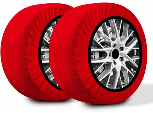 R.Evolution Calze da Neve Omologate Italia RRR, 2 Calze, Taglia XXL, Rosso, Catene da Neve Tessili per R15 - R22 (Misure per Pneumatici Dettagliate all'Interno)