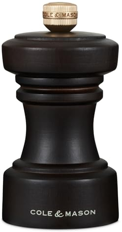 Cole & Mason Hoxton Chocolate Wood Pepper Mill, Precision+ Carbon Mechanism, Compact Pepper Grinder with Adjustable Grind, Beech Wood, 104mm, Seasoning Mill, Lifetime Mechanism Guarantee