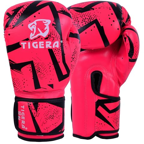 Tigera Boxhandskar 30 ml 35 ml (14 oz) MMA boxhandskar för träning, punching sparring, muay thai boxningshandskar män och kvinnor, kickboxhandskar (rosa, 30 ml)