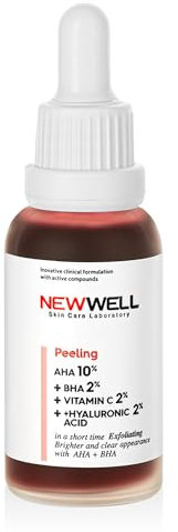 NEWWELL Peeling Solution Serum mit 10% AHA & 2% BHA – Porenverfeinerndes Gesichtsserum gegen Akne, Pickelmale & Hautunreinheiten – Glow-Booster für strahlenden Teint