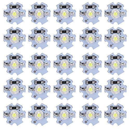 Mwrode 25 Stück 0,5 W 5 V LED-Lampe, Perlen-Lichtquelle, LED-Chip-Glühbirne Mit Aluminiumplatte Für Flutlicht-Glühbirne, Maislicht, Bühnenlicht(Kaltweißes Licht)
