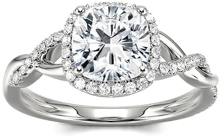 Molioaki Verlobungsring Damen 925 Sterling Silber Silberringe Kissen Stein quadratisch Ehering Trauring Frauen 1ct 5A Zirkonia Verlobungsringe mit Geschenkbox Verlobung Hochzeit Geschenk-60