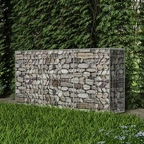 prissent Gabione aus verzinktem Stahl, 200 x 50 x 100 cm, Gabionenkörbe für Steinmauer, Gabionen, Gabionen, Drahtkörbe, Gabionen, Gartenbarriere, dekorativ und schalldämmend