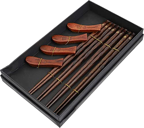 Poggia bacchette for posate cinesi, decorazione da tavola, 4 paia di bacchette riutilizzabili Bacchette di legno naturale giapponese Bacchette di sushi Bacchette asiatiche cinesi Regalo con 4 pezzi di