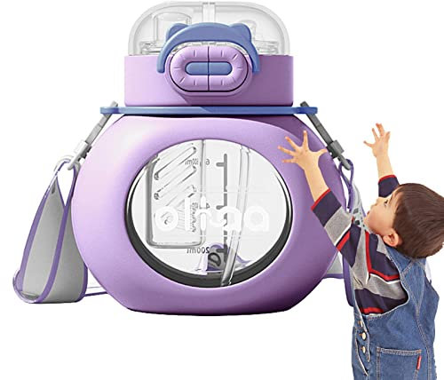 Maciun Trinkflasche, Reiseflasche für Trainingsgetränke | 1000 ml tragbare Sport-Wasserflasche mit Strohhalm und Gurt, Sportflasche für Getränke, Büros, Schule, Laufen, Geschenke für