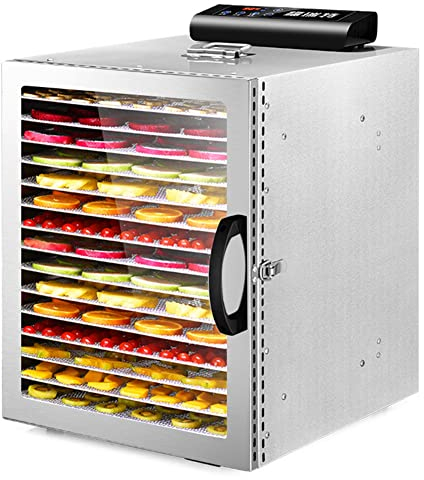 Macchina per disidratatore alimentare, 16 vassoi in acciaio inossidabile con timer digitale | Controllo della temperatura | per manzo, carne secca, frutta, dolcetti per cani, erbe aromatiche, 100