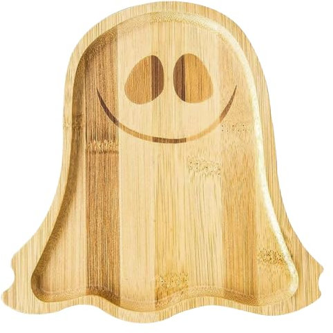 Piatto a forma di zucca di Halloween, vassoio in legno con fantasma, vassoio decorativo per scrivania, salumi, frutta, snack, dessert, stoviglie, tavolo da pranzo, forniture per feste a buffet