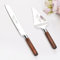 Juego de Cuchillo y Servidor para Pastel de Boda, Conjunto de Corte de Pastel de Acero Inoxidable, Oro Plata Cortador de Pastel Servidor de Pasteles para Navidad, Cumpleaños, Fiesta (Nogal Plateado)