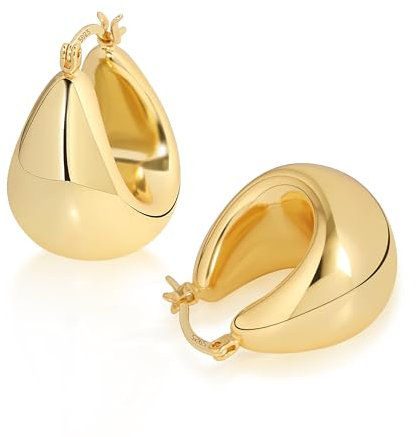ALEXCRAFT Orecchini Oro Donna Cerchio 925 Orecchini Goccia Oro Orecchini Donna Oro Grossi Chunky Earrings Gold Hoop Bombati