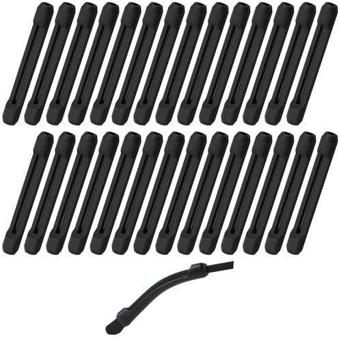 14 Paia Cuscinetti per Occhiali in Silicone, Ferma Occhiali Antiscivolo Ganci Auricolari per Occhiali Compatibili con Stanghette di Ricambio Occhiali di Protezione Morbido Copri Tempie (Nero)