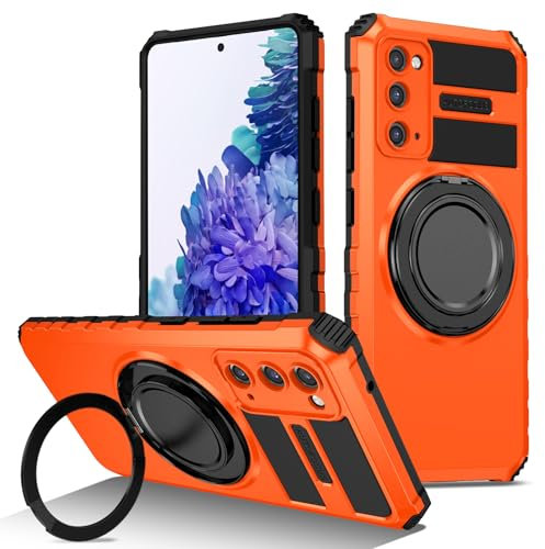 YOUULAR Coque de protection magnétique rotative à 360° avec ventouse pour Samsung Galaxy S20 FE, support de téléphone portable [support de voiture] Coque de protection antichoc pour téléphone, orange