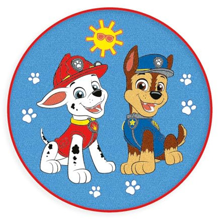 Herding Rundteppich Paw Patrol, Ø 80 cm, Weicher Teppich, Rund, Anti-Rutsch-Effekt, Vorderseite: 100% Polyamid, Design 1