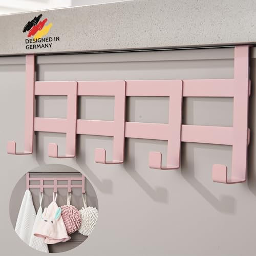 DEKAZIA® Perchero de Puerta Rosa | Ganchos Coloridos para Habitación Infantil, Ganchos para Puerta Interior, Ganchos para Armario de Niños