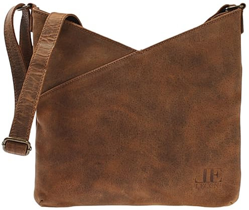 LECONI Schultertasche Damentasche Umhängetasche natur weiche Ledertasche Handtasche Damen Leder 32x29x3cm braun-vintage LE0065-vin
