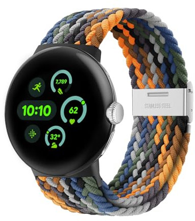 Elastisches geflochtenes Armband - Nur Kompatibel mit Google Pixel Watch 3 45mm, verstellbares Nylonarmband für Google Pixel Watch 3 45mm(Camouflage)