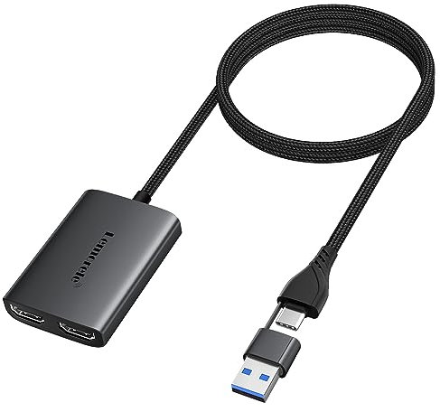 Lemorele Adaptateur USB vers HDMI Double, convertisseur Thunderbolt 3 vers HDMI pour MacOS, Windows (Prise en Charge MacOS MST)