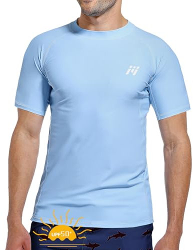 MEETWEE Men Swimming Shirt UV Swim Top Short/Long Sleeve UPF 50+ Rash Guard Vest T-Shirt Sun Protection Surfing Diving