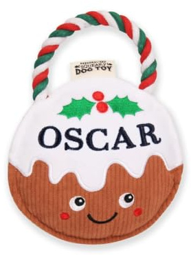 History & Heraldry Personalised Christmas Pudding Dog Toy (Oscar)
