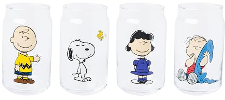Silver Buffalo Peanuts Charlie Brown Snoopy Linus Lucy Glas-Set, 473 ml, 4-teilig