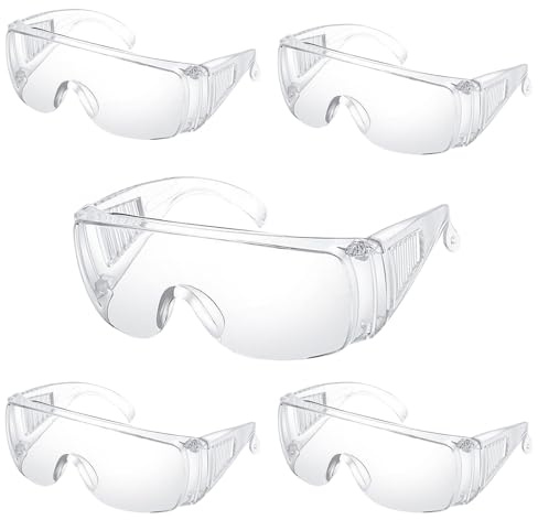 NLONLL 5Pcs Safety Glasses Eye Protection Glasses Work Goggles Safety Glass Over Glass-es with Clear Lenses Security Goggles Anti-Scratch/Anti Dust/Wind Protective Eyewear for Construction Laboratory