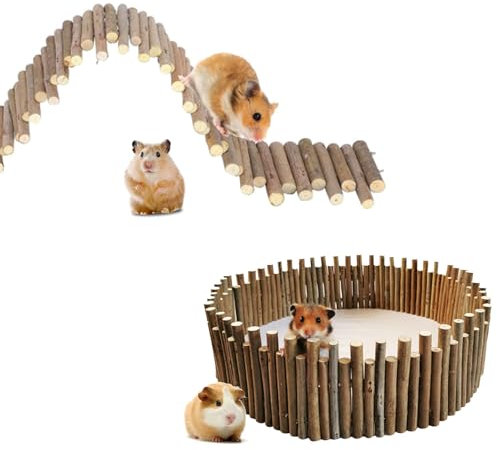 Ponte Sospensione Di Criceto Giocattolo,Recinzione In Legno Di Criceto, Esercizio Naturale Di 50 Cm Ladder Di Legno Giocattolo Per Roditore Di Topo Decorazione Di Habitat Per Piccoli Animali