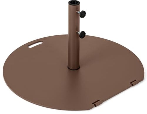 COSTWAY Base per Ombrellone in Metallo 23 kg, Supporto Rotondo con 2 Manopole di Serraggio, Ruote e Manico, Supporto per Ombrellone da Mercato Resistente per Giardino, Cortile, Piscina