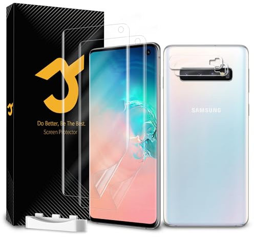 JZG 2+2 Stück für Samsung Galaxy S10 Schutzfolie [Nicht-Glas], 2 Displayschutz + 2 Kameraschutz, Fingerabdruck-ID unterstützen, Selbstheilung, Anti-Kratzer, HD Klar