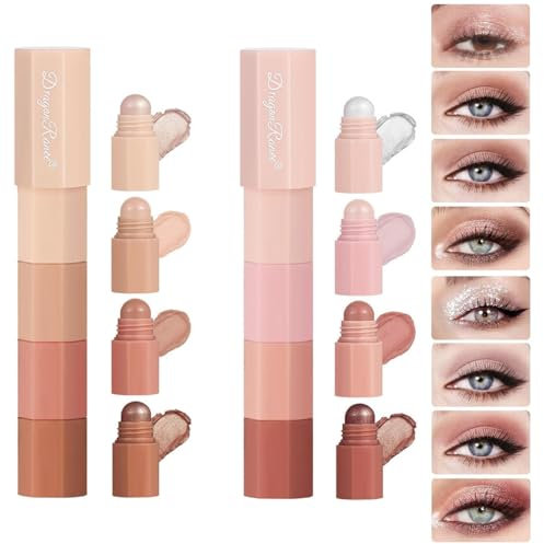 MOLZINY 2PCS Crayon Fards à Paupières pailleté Stick Ombre à Paupières Crème Bâton d'Ombre à Paupières Set de Crayons d'Ombre à Paupières Multi-Couleurs Kit de Maquillage pour les Yeux