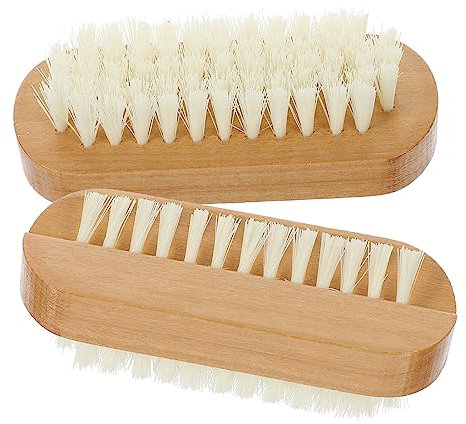 Homoyoyo Tragbare Nagelbürste 2 Stück Nagelreinigungsbürste Aus Pp Mit Holzgriff Abgewinkelte Borsten Fingernagelbürste Für Männer Gärtner Handwerker Reinigung Unter Nägeln