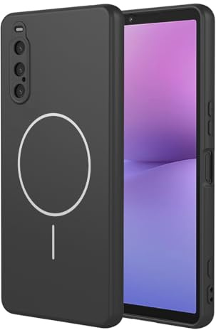 UPLAI Magnetisch Hülle für Sony Xperia 10 V, Ultra Dünn Seidig Flüssiges Silikon Stoßfest Handyhülle mit Kameraschutz, Weich Faserfutter TPU Mode Schutzhülle. Schwarz