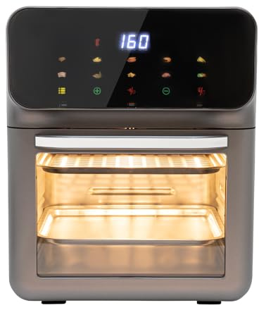 13 L Elektrobackofen, 1350W Mini-Backofen mit LCD-Touchscreen & Timer, Multifunktionsofen 2 Einschubebenen